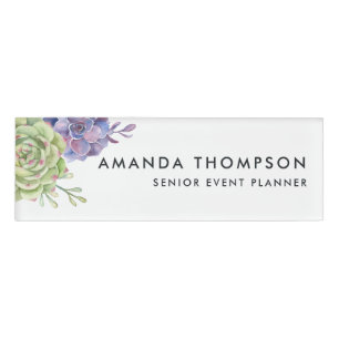 Watercolor Desert Cactus Succulents Name Tag