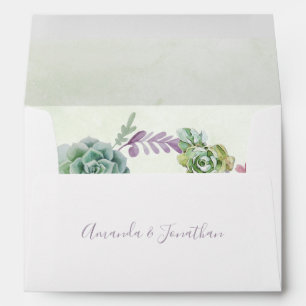 Watercolor Desert Cactus Succulents Wedding Envelopes