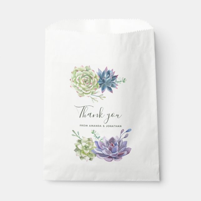 Watercolor Desert Cactus Succulents Wedding Favour Bags (Front)