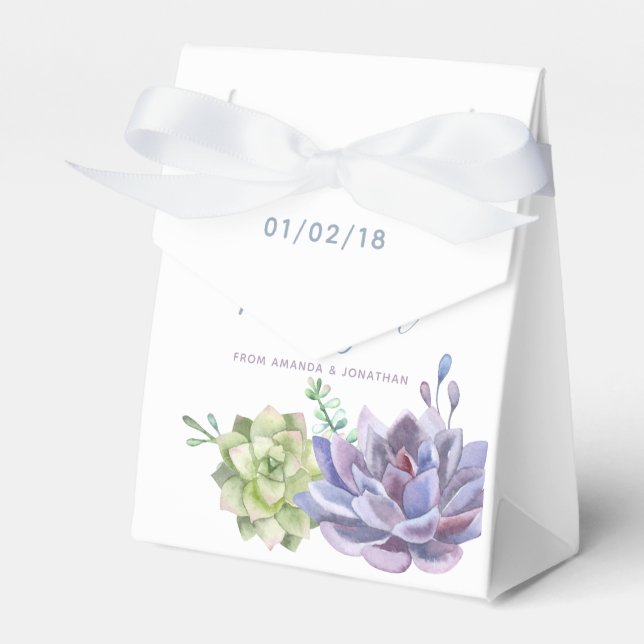 Watercolor Desert Cactus Succulents Wedding Favour Box (Front Side)