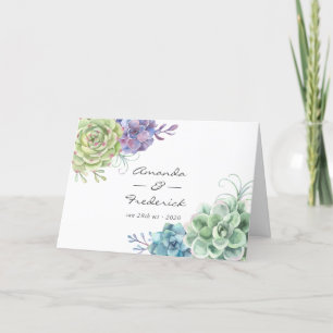 Watercolor Desert Cactus Succulents Wedding Programme