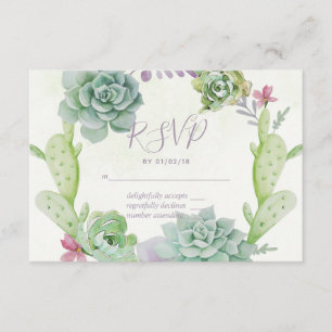 Watercolor Desert Cactus Succulents Wedding RSVP