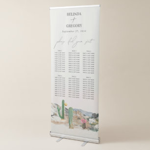 Watercolor Desert Cactus Wedding Seating Chart Retractable Banner