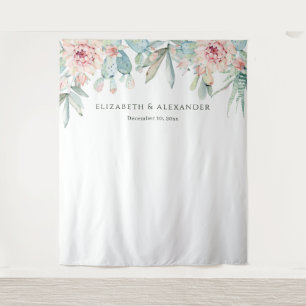 Watercolor Desert Cactus Wedding Welcome Backdrop Tapestry