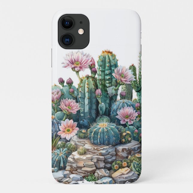Watercolor desert flowers cacti. Case-Mate iPhone case (Back)