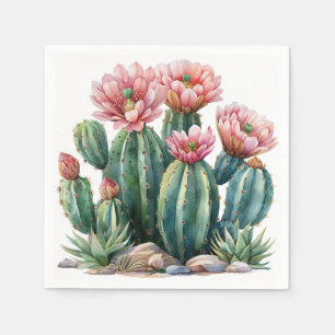 Watercolor desert flowers cacti. napkin