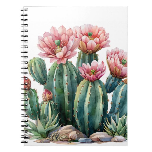 Watercolor desert flowers cacti. notebook (Front)