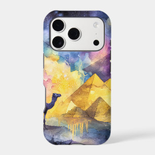 Watercolor Desert Galaxy Camel Pyramid Travel