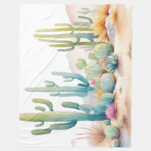 Watercolor Desert Illustration  Fleece Blanket