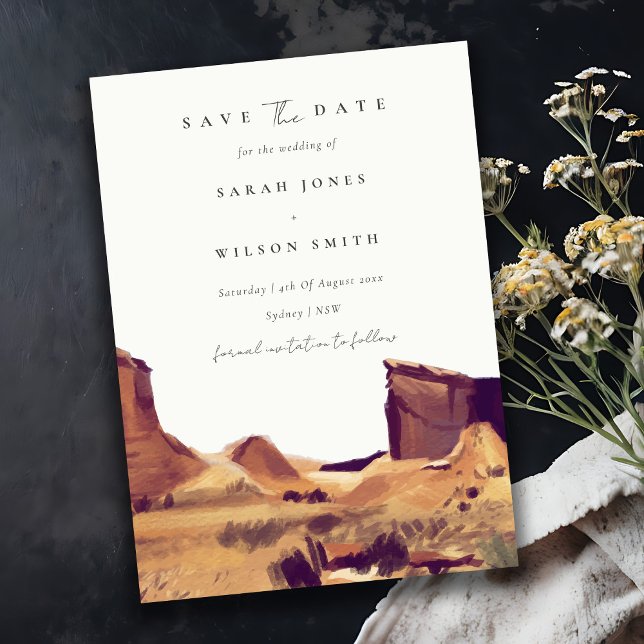 Watercolor Desert Landscape Save The Date Card (Creator Uploaded)