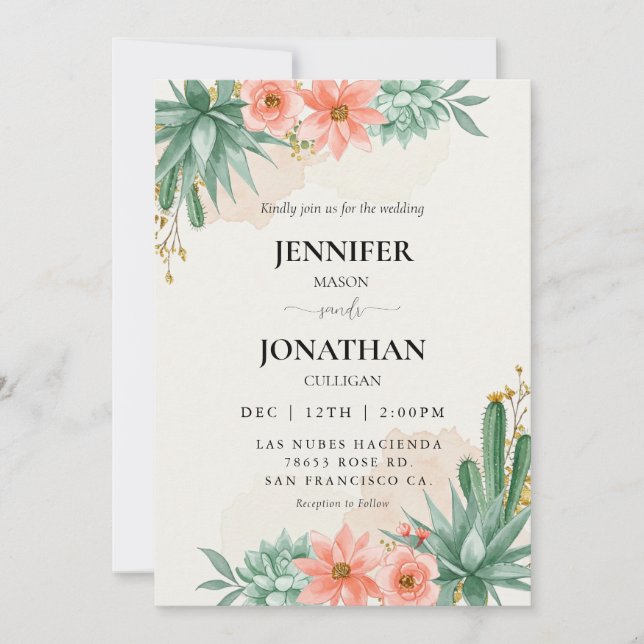 Watercolor Desert Mexico Wedding Invitation (Front)
