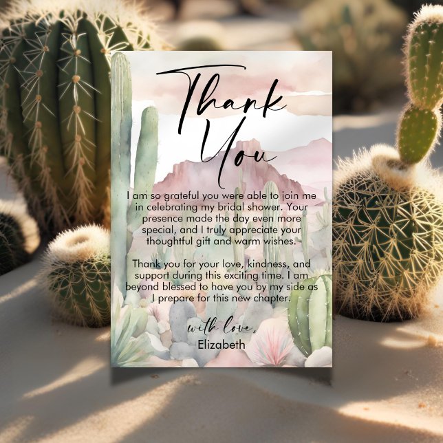 Watercolor Desert Nature Cactus Thank You Card (Creator Uploaded)
