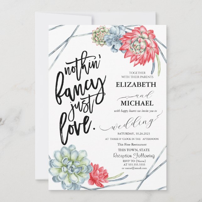 Watercolor Desert Red Cactus Wedding Invitation (Front)