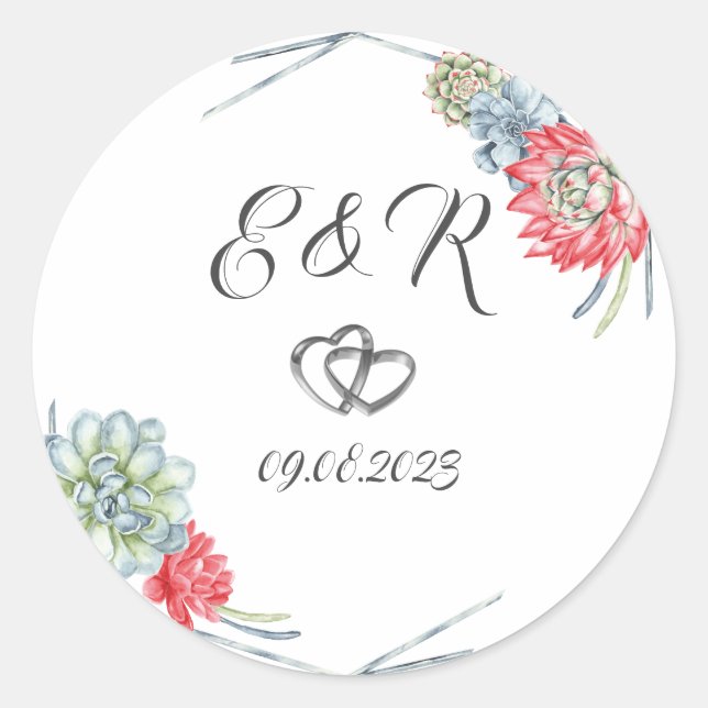 Watercolor Desert Red Succulents Classic Round Sticker (Front)