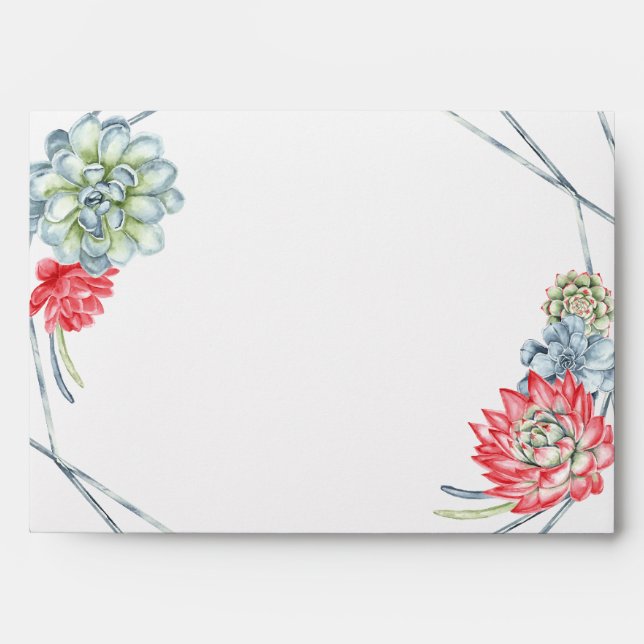 Watercolor Desert Red Succulents Envelope (Front)