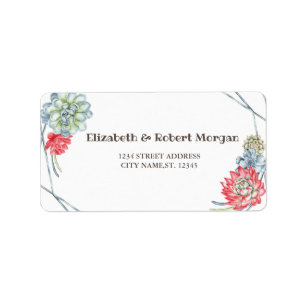 Watercolor Desert Red Succulents Label