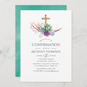Watercolor Desert Succulent Confirmation Invitation
