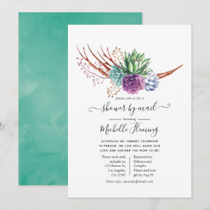 Watercolor Desert Succulents Baby Shower by Mail Invitation