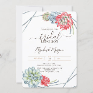 Watercolor Desert Succulents Bridal Luncheon Invitation