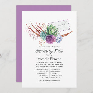 Watercolor Desert Succulents Bridal Shower by Mail Invitation