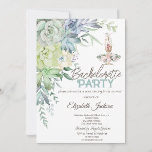 Watercolor Desert Succulents Dots Bachelorette Invitation