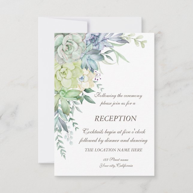 Watercolor Desert Succulents Dots Wedding Invitation (Front)