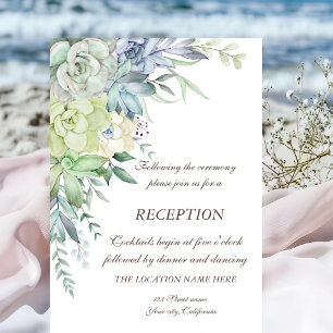 Watercolor Desert Succulents Dots Wedding Invitation
