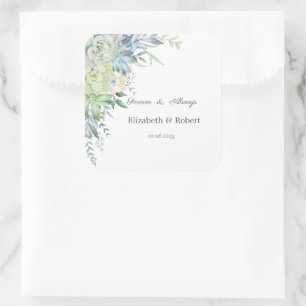 Watercolor Desert Succulents Square Sticker