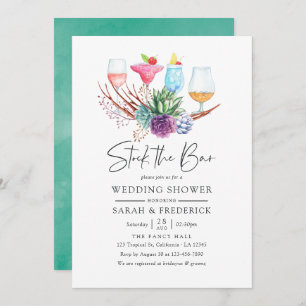 Watercolor Desert Succulents Stock the Bar Invitation