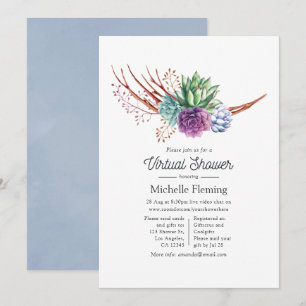 Watercolor Desert Succulents Virtual Baby Shower Invitation
