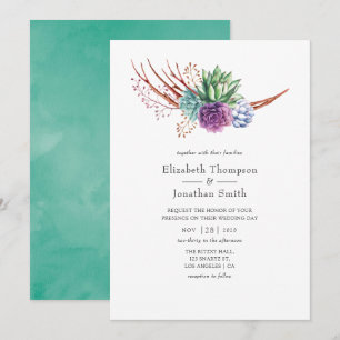 Watercolor Desert Succulents Wedding Invitation