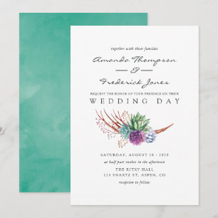 Watercolor Desert Succulents Wedding Invitation