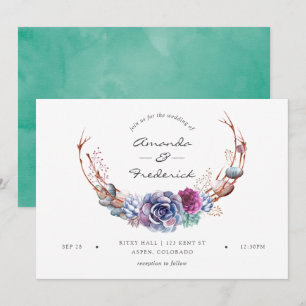 Watercolor Desert Succulents Wedding Invitation