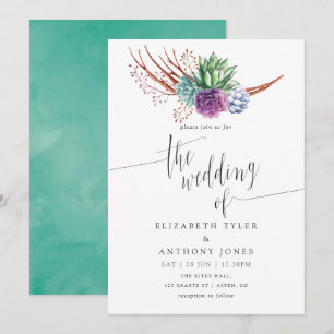 Watercolor Desert Succulents Wedding Invitation