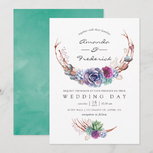 Watercolor Desert Succulents Wedding Invitation