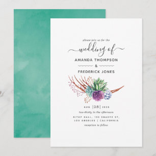 Watercolor Desert Succulents Wedding Invitation