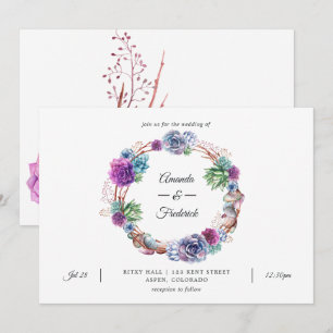 Watercolor Desert Succulents Wedding Invitation