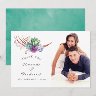 Watercolor Desert Succulents Wedding Thank You Invitation