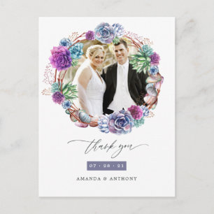 Watercolor Desert Succulents Wedding Thank You Postcard