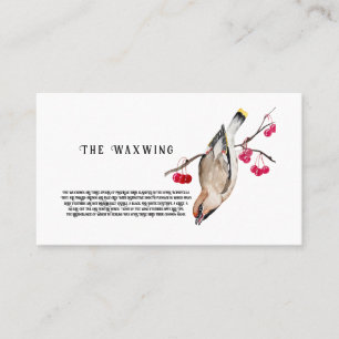 Watercolor design Forest bird waxwing.  Business Card