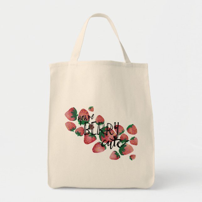 Watercolor Design Tote Bag, Berry Cute (Front)