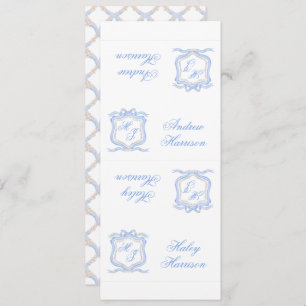 Watercolor Designer Blue Monogram Crest DIY Cards