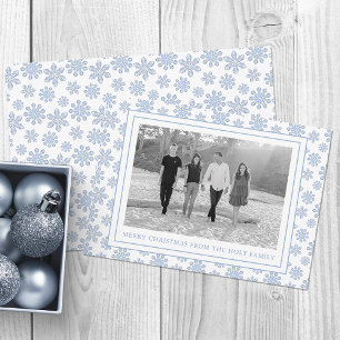 Watercolor Designer Blue Snowflakes Christmas Holiday Card