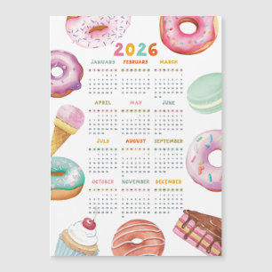 Watercolor Dessert Doughnut 2026 Calendar