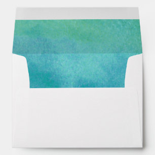 Watercolor Destination Beach Lined Wedding Envelopes