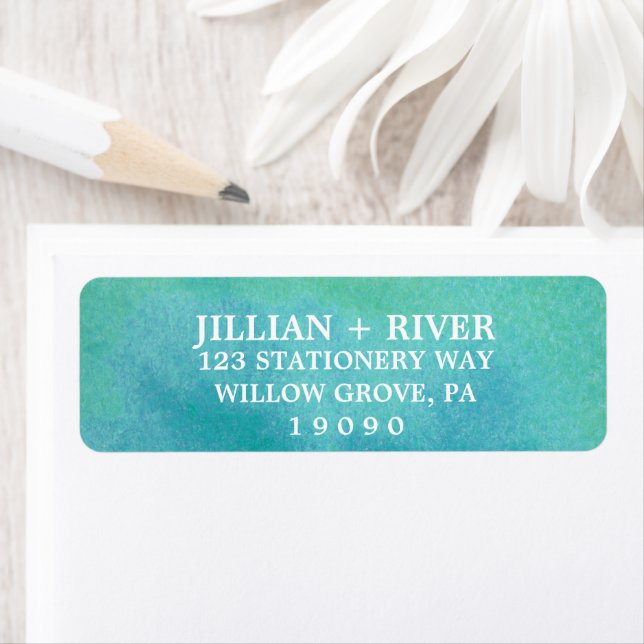 Watercolor Destination Beach Wedding Address Label (Insitu)