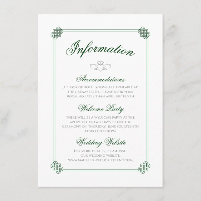 Watercolor Destination: Ireland Information Enclosure Card (Front)