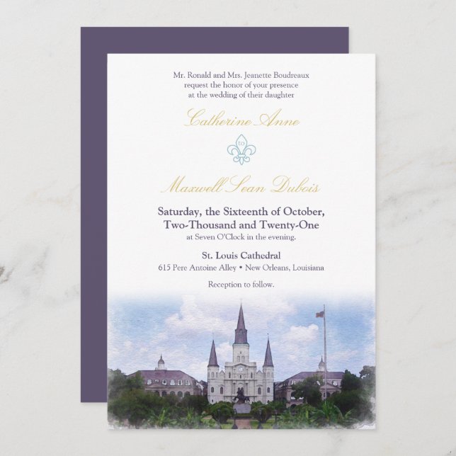 Watercolor Destination: New Orleans Invitation (Front/Back)
