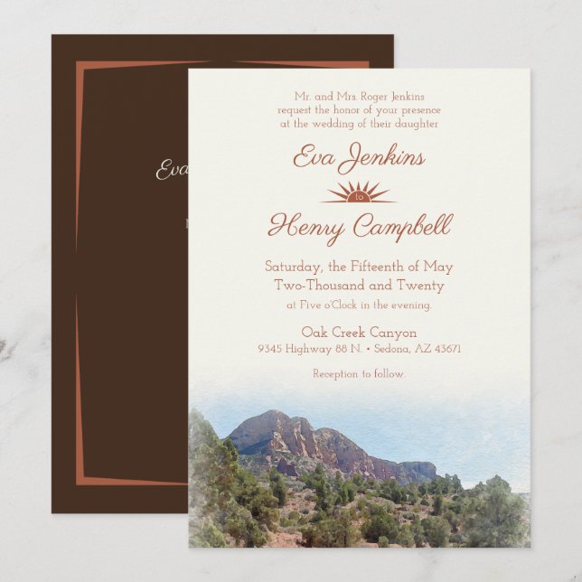 Watercolor Destination: Romantic Desert Invitation (Front/Back)