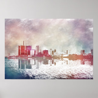 Watercolor Detroit Poster